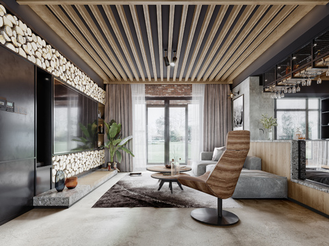 Industrial wind living room dining room
