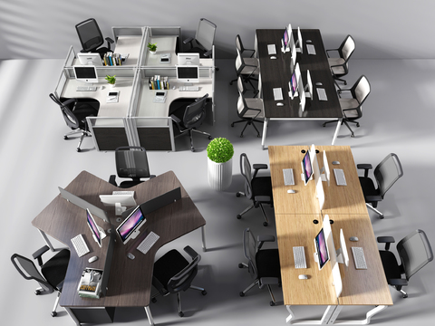 Modern office table and chair potted ornaments combination