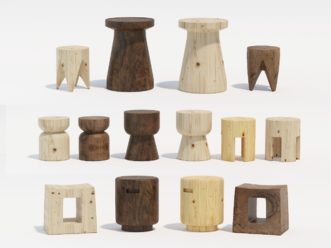 Nordic Solid Wood Stool Combination