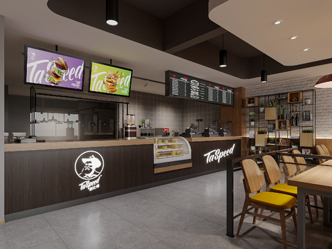 Industrial Style Burger Fast Food Restaurant