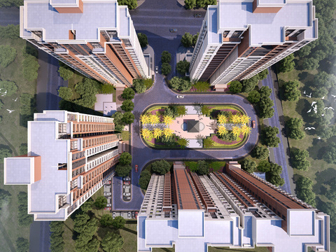 Modern residential building bird's eye view free