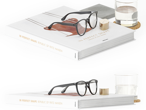 Modern desktop books glasses ornaments