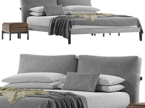 Bonaldo modern gray fabric double bed