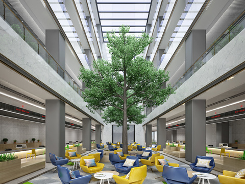 Modern Hotel Atrium Rest Area