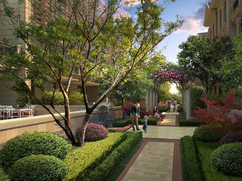 modern future community courtyard garden landscape psd