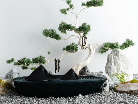 Japanese pine rockery boat sketch