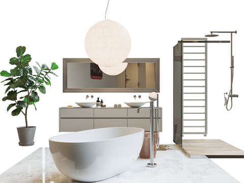 Modern Affordable Luxury Style Bathroom Cabinet Washstand Bathtub Shower Room