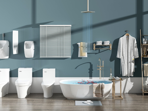 Modern Toilet Bathtub Bathroom Rack Combination