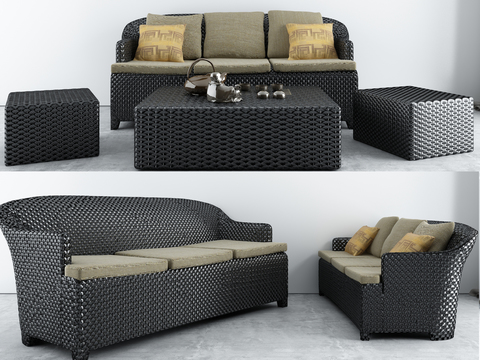 Modern leisure outdoor rattan sofa combination