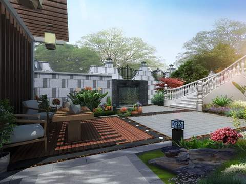 modern courtyard garden psd