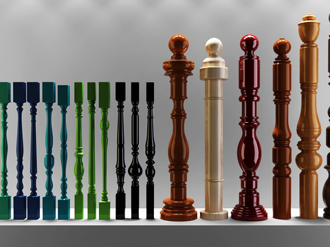 European-style solid wood stair guardrail column handrail