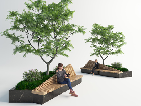 Modern outdoor public bench