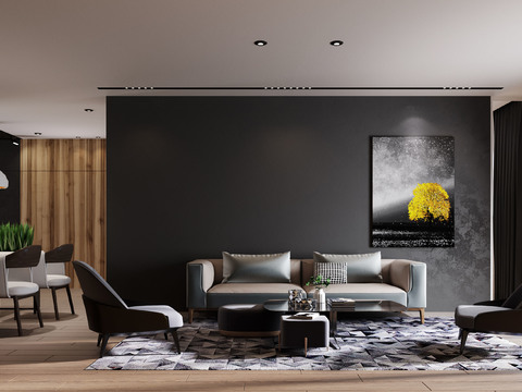 Modern Premium Grey Apartment Living Room Dining Room