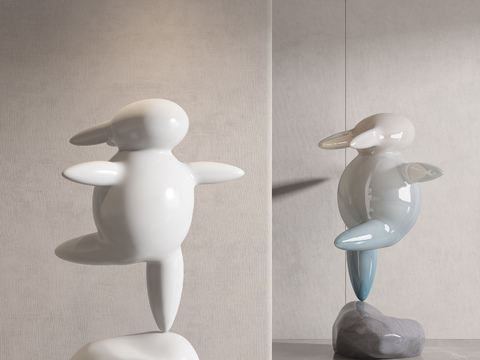 Modern Cartoon Rabbit Sculpture