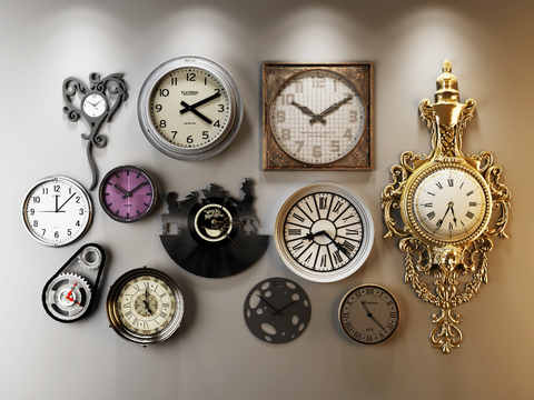 European-style retro wall clock combination