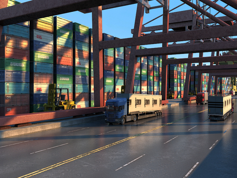 Modern Port Container Yard