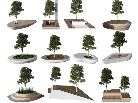 Modern Outdoor Special-shaped Tree Pool Public Chair