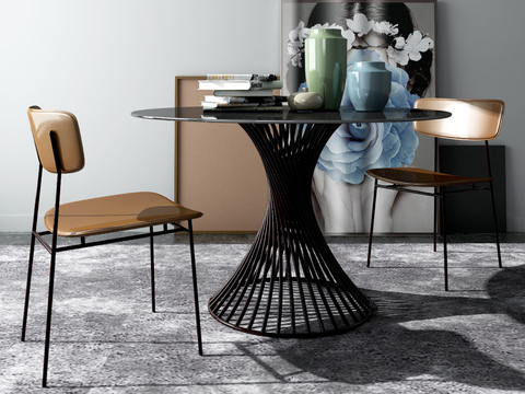 Calligaris modern round dining table dining chair combination