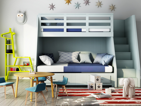 Modern solid wood bunk bed for children