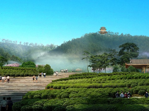 New Chinese Tea Garden Landscape psd