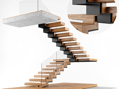 Modern solid wood staircase