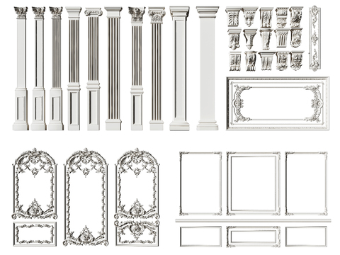 European-style Gypsum Roman Column Carved Line