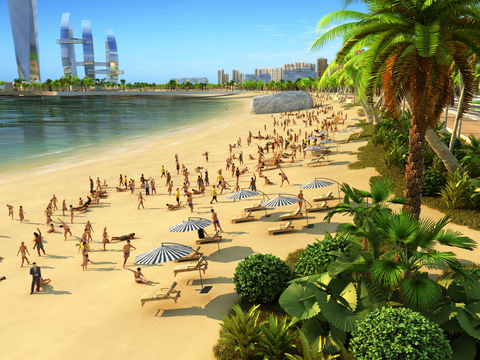 Modern Seaside Beach Landscape