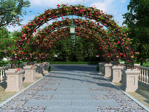 European-style promenade flower stand garden landscape