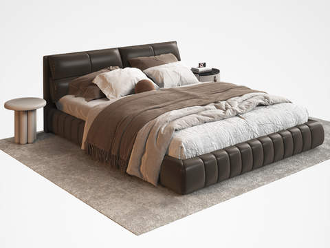 pertica leather double bed