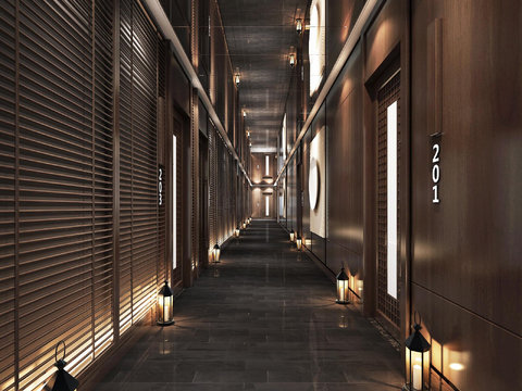 New Chinese Hotel Corridor