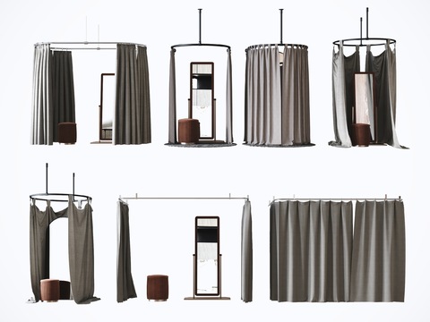 Modern Fitting Room Curtain Full-length Mirror