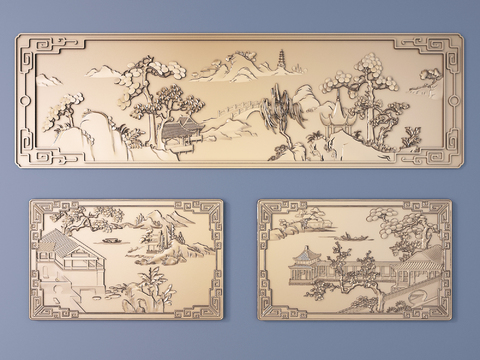 Chinese metal landscape relief