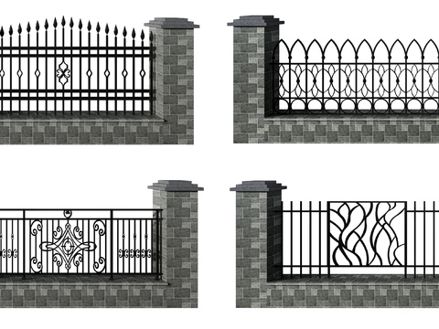 Modern wrought iron fence