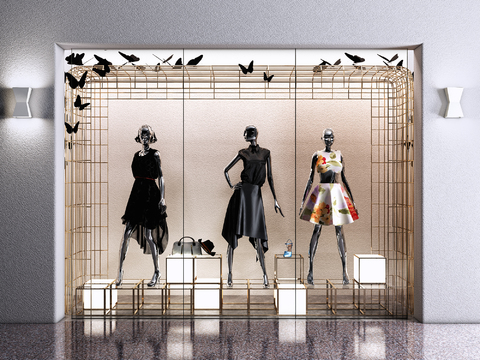 Modern Clothing Store Window Dress Model