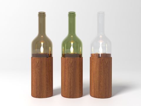 Modern Wine Bottle Candlestick Lamp Free