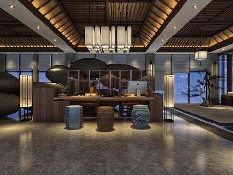 New Chinese Hotel Front Desk Hall