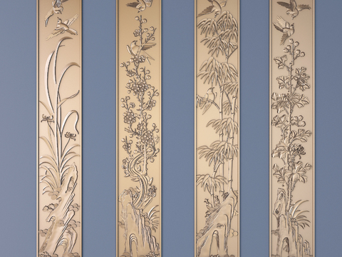 New Chinese-style flower and bird hanging screen relief