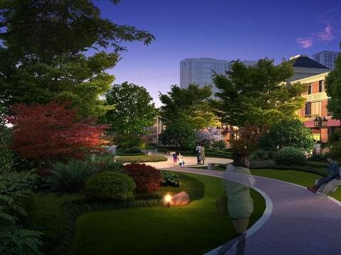 modern park garden night landscape psd