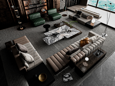 Minotti Colorblock Fabric Corner Sofa