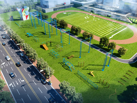 Bird's-eye view of modern physical expansion training base