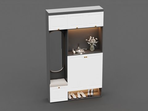 Modern minimalist creative solid wood shoe cabinet free