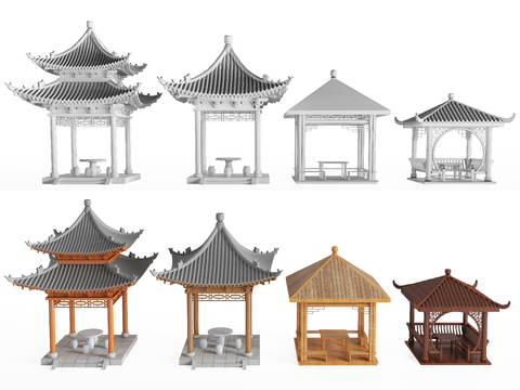 Chinese ancient pavilion building components