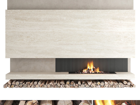 Wabi-sabi Style Fireplace Wood Pile