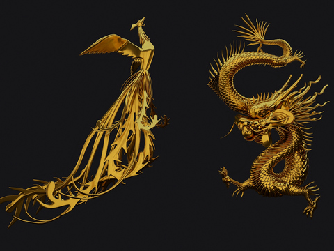 Neo-Chinese Style Dragon and Phoenix Sculpture