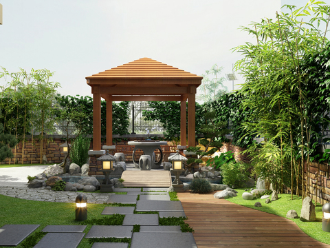 New Chinese Pavilion Courtyard Garden