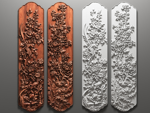 New Chinese-style Dongyang Flower and Bird Wood Carving Relief