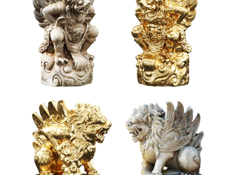 Southeast Asia god beast sculpture