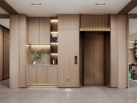 Home elevator hall aisle