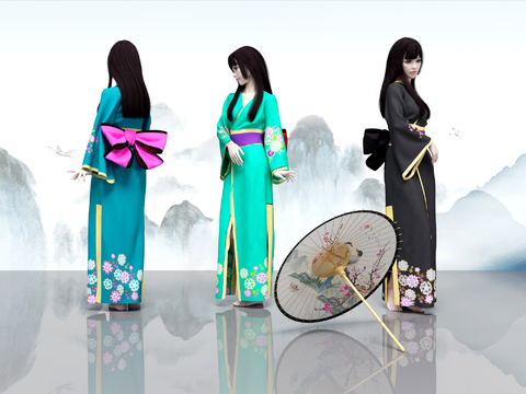 Modern kimono girl figure