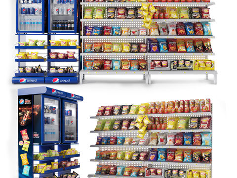 Modern supermarket commodity shelves